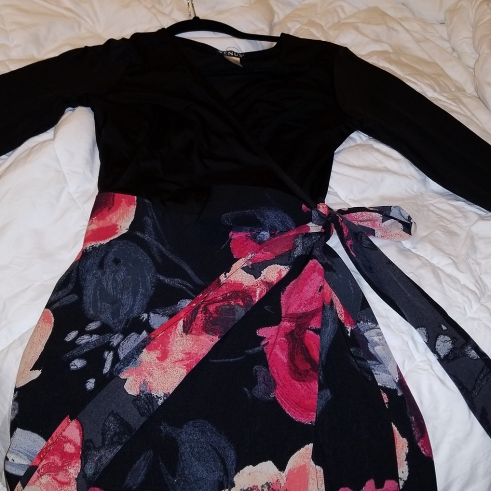 Venus Long Sleeve Floral Wrap Dress